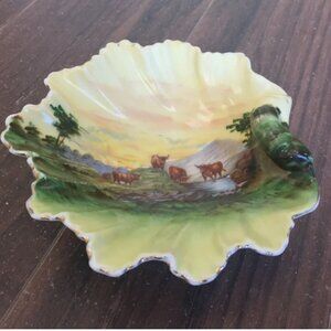 Vintage Ceramic Candy Tray Dish Bulls Cattle Western Theme